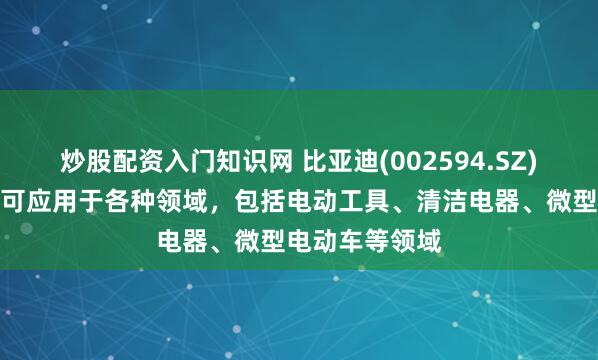 炒股配资入门知识网 比亚迪(002594.SZ)：小动力电池可应用于各种领域，包括电动工具、清洁电器、微型电动车等领域